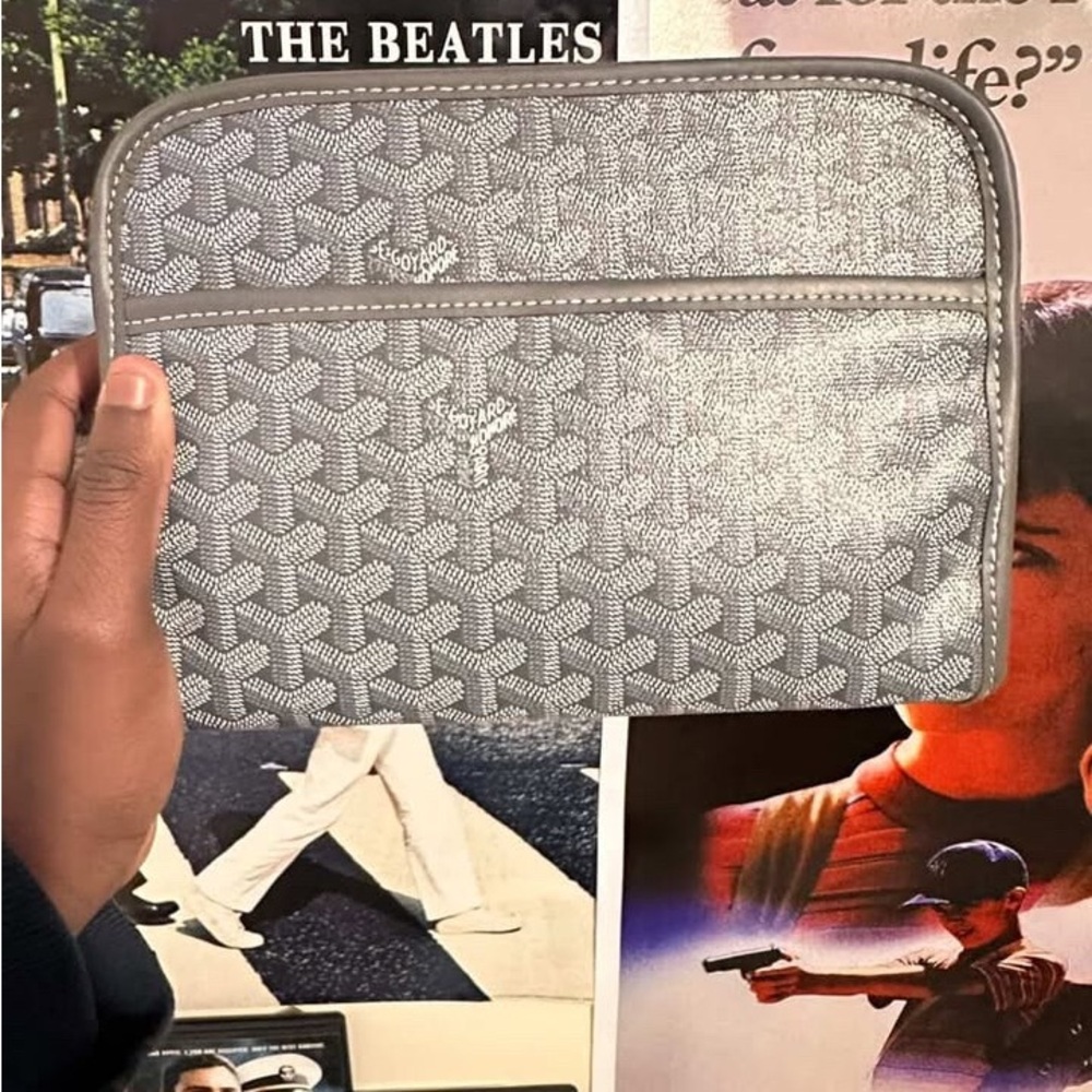 Goyard Gray Patterned Zip Pouch